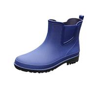 Stivaletti da donna con tacco nero, stivali da pioggia da donna a mezza altezza, impermeabili, tinta unita, da lavoro, leggeri, morbidi, comodi, da giardino, antiscivolo, da pioggia, Blu, 42 EU