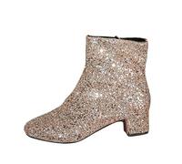 Stivaletti da donna con tacco rosa - Stivali invernali da donna 42 scarpe calde eleganti stivali invernali con glitter Dressy scarpe comode invernali eleganti stivali da donna alla caviglia, gold, 37