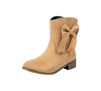 Stivaletti da donna con tacco, scarpe invernali da donna in pelle scamosciata, stile vintage, con farfalla, stivali da cowboy, eleganti stivali da donna, beige., 41 EU