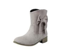 Stivaletti da donna con tacco, scarpe invernali da donna in pelle scamosciata, stile vintage, con farfalla, stivali da cowboy, eleganti stivali da donna, grigio., 35 EU