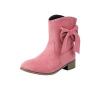 Stivaletti da donna con tacco, scarpe invernali da donna in pelle scamosciata, stile vintage, con farfalla, stivali da cowboy, eleganti stivali da donna, Colore: rosa., 48 EU