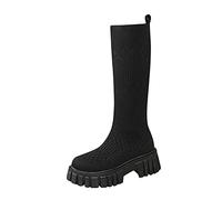 Stivaletti da donna con tacco, sexy, alla moda, colore puro, casual, suola morbida, spessa, comodi, antiscivolo, per tutti i giorni, ultra confortevoli, a piedi nudi, Nero , 39 EU
