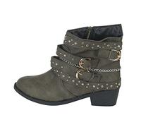 Stivaletti da donna con tacco, stivali western, stile retrò, con fibbia, comodi, caldi, invernali, da donna, casual, intelligenti, per feste, vestibilità migliorata, verde, 41 EU
