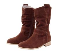 Stivaletti da donna con vestibilità larga, stivali da cowboy da donna, corti, comodi, stivali da passeggio all'aperto, stivali classici con cerniera laterale, stivali da infilare, tacco basso, stivali