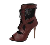 Stivaletti da donna Design Femminile Peep Toe Tacchi alti sottili 11 Cm Cerniera Lace Up Plus Size Sexy Incontri Bota, Rosso, 47 EU