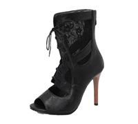 Stivaletti da donna Design Femminile Peep Toe Tacchi alti sottili 11 Cm Cerniera Lace Up Plus Size Sexy Incontri Bota, Nero , 47 EU