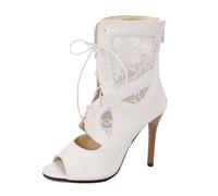 Stivaletti da donna Design Femminile Peep Toe Tacchi alti sottili 11 Cm Cerniera Lace Up Plus Size Sexy Incontri Bota, bianco, 47 EU