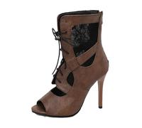 Stivaletti da donna Design Femminile Peep Toe Tacchi alti sottili 11 Cm Cerniera Lace Up Plus Size Sexy Incontri Bota, Marrone, 47 EU
