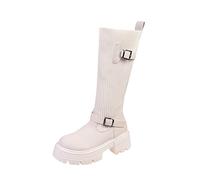 Stivaletti da donna eleganti in pelle scamosciata per il rinascimento, bianco, 37 EU