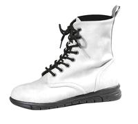 Stivaletti da donna, foderati, caldi, autunnali, da donna, piatti, comodi, impermeabili, rotondi, per il tempo libero, stivali alti alla caviglia, scarpe antiscivolo, bianco, 43 EU