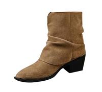 Stivaletti da donna Fold Over stivaletti da donna eleganti Slouchy Boots temperamatite stivali da donna con tacco grosso, stivali da cowboy, per attività all'aperto, antivento, Chelsea Boots