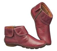 Stivaletti da donna in pelle, con chiusura lampo laterale, stile vintage, alla moda, comodi, antiscivolo, scarpe rotonde, in pelle, per il tempo libero, Colore: rosso, 36 EU