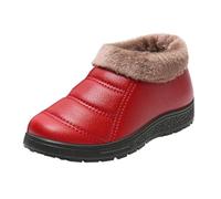 Stivaletti da donna in pelle, piatti, foderati in peluche, stivaletti | Stivali invernali da donna a gambo corto, imbottiti, eleganti, da neve, comodi e con plateau, Chelsea Boots per attività
