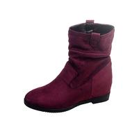 Stivaletti da donna in pelle scamosciata con zeppa - Stivali invernali a mezza altezza a punta - Eleganti stivali da donna comodi con tacco corto alla caviglia, antiscivolo, Z07wein, 38 EU