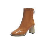 Stivaletti da donna in pelle scamosciata, da cowboy, per il rinascimento, per le mezze stagioni, per le mezze stagioni, cachi, 36 EU