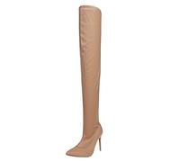 Stivaletti da donna in pelle scamosciata, eleganti stivaletti per il rinascimento, per le mezze stagioni, stivali occidentali, cachi, 38 EU