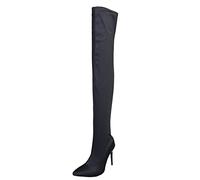Stivaletti da donna in pelle scamosciata, eleganti stivaletti per il rinascimento, per le mezze stagioni, stivali occidentali, Nero , 39 EU