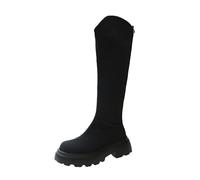 Stivaletti da donna in pelle scamosciata, eleganti stivaletti per il rinascimento, per le mezze stagioni, stivali occidentali a mezza altezza, Nero , 35 EU