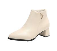 Stivaletti Da Donna In Pelle Scamosciata Stivali Con Radice Quadrata A Metà Polpaccio Stivaletto Punta Con Cerniera Laterale Scarponcini Eleganti Retrò Autunnali E Invernali Booties Per Incontri