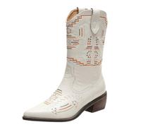 Stivaletti da donna in pelle - scarpe casual alla moda stivali da donna in pelle alta calda e confortevole, scarpe di grandi dimensioni, stivali a punta robusta, bianco, 42 EU