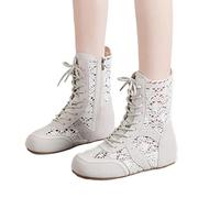 Stivaletti da donna in rete, scarpe da boxe con lacci, scarpe da lotta | Scarpe sportive unisex, con tomaia alta, antiscivolo, suola in gomma traspirante, per fitness, sport, combattimento