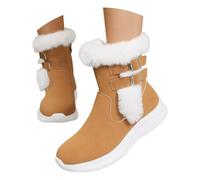 Stivaletti da donna, larghezza H, spessi, caldi, con plateau, neri | Stivaletti invernali da donna, foderati in peluche, con plateau, antiscivolo, per attività all'aperto