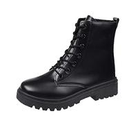 Stivaletti da donna per autunno e lavoro, in pelle, antiscivolo, con chiusura lampo, stivali da lavoro, stivali da motociclista, stivali invernali da equitazione, stivali Jodhpur, Nero , 40 EU