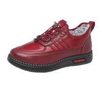 Stivaletti da donna Plus velluto suola non morbida scarpe in cotone caldo comode ispessite tutte le scarpe madri medie e anziane stivali 2026 primavera autunno inverno, Rosso, 38 EU