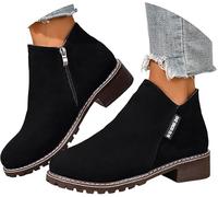 Stivaletti da donna Stivaletti da donna e stivaletti con tacco basso Arco Vintage Retro Lace Up Cerniera Laterale Camminare Supporto All'aperto Stivaletti alla caviglia Stivaletti corti piatti, H Nero