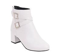 Stivaletti Da Donna Stivaletto Con Tacco Corti Radice Quadrata Scarpe Con Cerniera Dietro E Fibbie Bottini Eleganti Punta Tacco Chunky Scarponcini Antiscivolo Corti Classici Booties Invernali