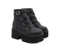 Stivaletti da Donna - Stivali da Passeggio Invernali Antiscivolo con Tacco Grosso da 3,15 Pollici per Eventi Concerto, Serata Fuori,Nero,41 EU