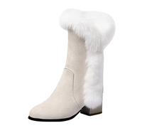 Stivaletti Da Neve Donna Scarponi Inverno Foderato Sintetica Antiscivolo Con Durevole Termici a Metà Polpaccio Piatto Stivali Leggeri E Outdoor Scarpe In Pelliccia Da Neve Casual Pelliccia Fattoria