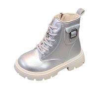 Stivaletti da ragazza alla moda per l'inverno stile casual nei bambini piccoli adolescenti, argento, 31.5 EU