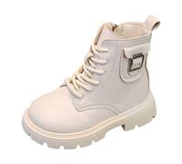Stivaletti da ragazza alla moda per l'inverno stile casual nei bambini piccoli adolescenti, beige., 32 EU