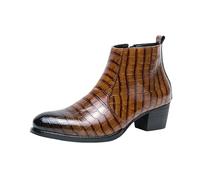 Stivaletti da uomo a bottone, per il tempo libero, Oxford, in pelle, classici, da lavoro, con tacco, eleganti scacchi in pelle con chiusura laterale, marrone, 40 EU