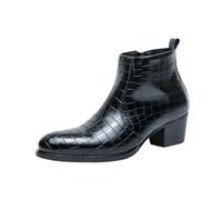 Stivaletti da uomo a bottone, per il tempo libero, Oxford, in pelle, classici, da lavoro, con tacco, eleganti scacchi in pelle con chiusura laterale, Nero , 38 EU