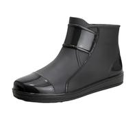 Stivaletti da uomo eleganti impermeabili eleganti con cinturino lucido stivali da pioggia piatti scarpe da pioggia moderne antiscivolo per passeggiate urbane, Nero , 42 1/3 EU