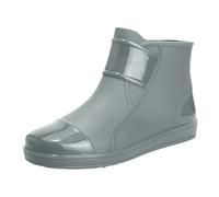 Stivaletti da uomo eleganti impermeabili eleganti con cinturino lucido stivali da pioggia piatti scarpe da pioggia moderne antiscivolo per passeggiate urbane, Grigio, 41 1/3 EU