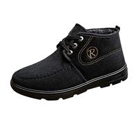 Stivaletti da uomo foderati, invernali, caldi, con lacci, vintage, per attività all'aria aperta, leggere, classiche, antiscivolo, da trekking, Nero , 39 EU