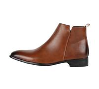 Stivaletti da uomo in pelle con punta a punta e cerniera laterale, stile Chelsea classico, stivali eleganti da uomo, scarpe formali lucide con tacco basso antiscivolo, calzature minimaliste per affari