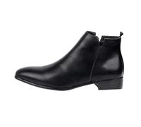 Stivaletti da uomo in pelle con punta a punta e cerniera laterale, stile Chelsea classico, stivali eleganti da uomo, scarpe eleganti con tacco basso antiscivolo, scarpe formali lucide, calzature