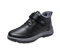 Stivaletti da uomo in pelle foderati, invernali, caldi, impermeabili, antiscivolo, morbidi, leggeri, da trekking, per attività all'aria aperta, Nero , 41 EU