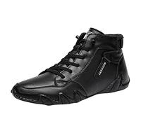 Stivaletti da uomo in pelle foderati - Lacca alta Scarpe da trekking vintage - Scarpe basse in pelle sintetica - Scarpe basse per il tempo libero - Stivali invernali da lavoro, Nero , 42 EU