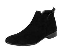 Stivaletti da uomo in pelle scamosciata alta top scarpe in pelle elegante scarpe da uomo a punta svasata con tacco slip on scarpe casual scarpe da lavoro stivali corti stivali da lavoro, Nero , 40 EU