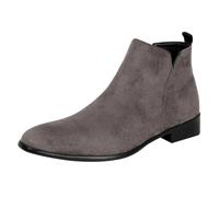 Stivaletti da uomo in pelle scamosciata alta top scarpe in pelle elegante scarpe da uomo a punta svasata con tacco slip on scarpe casual scarpe da lavoro stivali corti stivali da lavoro, grigio., 44