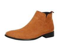 Stivaletti da uomo in pelle scamosciata alta top scarpe in pelle elegante scarpe da uomo a punta svasata con tacco slip on scarpe casual scarpe da lavoro stivali corti stivali da lavoro, Colore