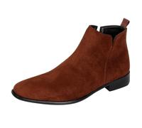 Stivaletti da uomo in pelle scamosciata alta top scarpe in pelle elegante scarpe da uomo a punta svasata con tacco slip on scarpe casual scarpe da lavoro stivali corti stivali da lavoro, marrone, 42