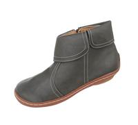 Stivaletti Donna Ballerine Punta Tonda in Pelle Scarpe Antiscivolo Cerniera Comoda Caviglia (38,Grigio)