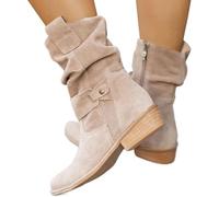 Stivaletti Donna Invernali Anfibio Stivaletti Da Donna Con Plateau Casual Vintage Stivali Invernali Da Neve Impermeabili Con Imbottitura Calda Stivali Da Passeggio con Cerniera Laterale Occidentale