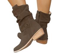 Stivaletti Donna Invernali Anfibio Stivaletti Da Donna Con Plateau Casual Vintage Stivali Invernali Da Neve Impermeabili Con Imbottitura Calda Stivali Da Passeggio con Cerniera Laterale Occidentale